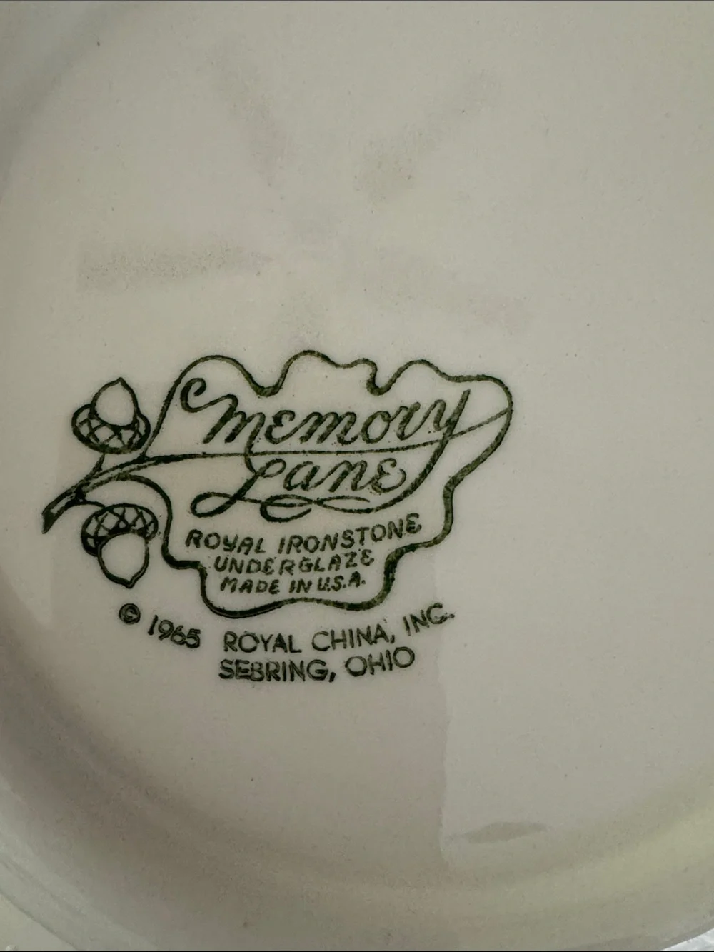 Set of three 1965 Royal Ironstone Memory Lane pattern by Royal China made in USA